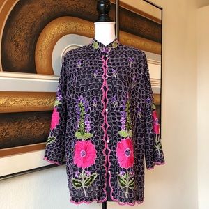 Vintage Black and Pink Floral Jacket